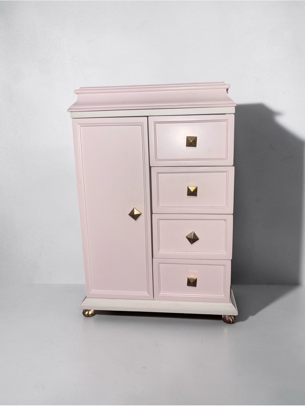 Blush Pink Jewelry armoire Organizer with Gold Hardware
